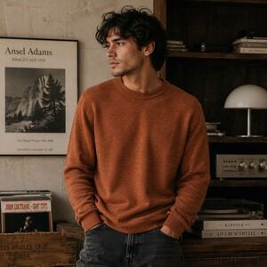 Joss A Bank Reserve Mens Crewneck XXL Sweater Rust Orange Italian Yarn Pullover